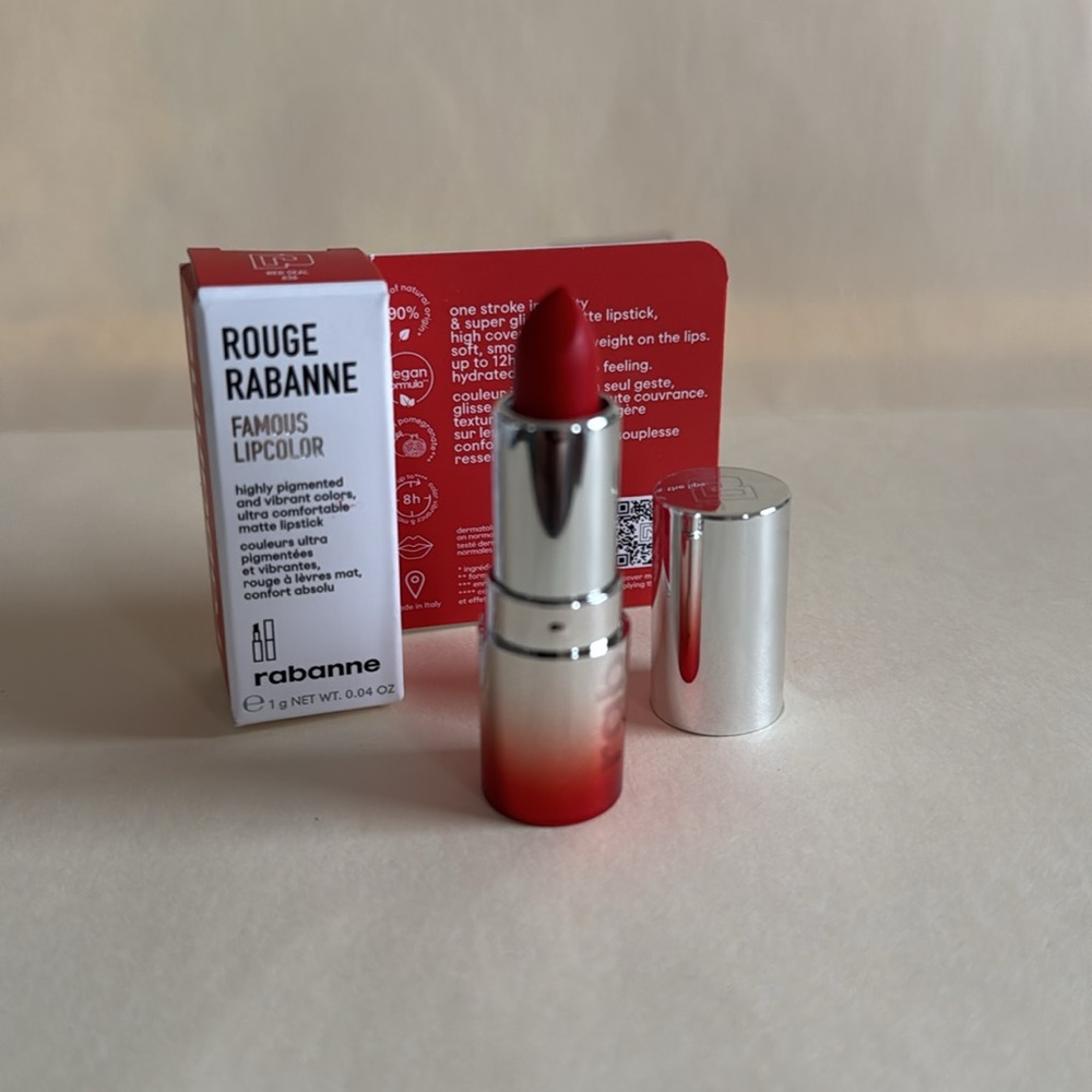 RABANNE Famous Lipcolor Matte Lipstick 636 Red Seal Mini Travel Size 0.04oz NIB